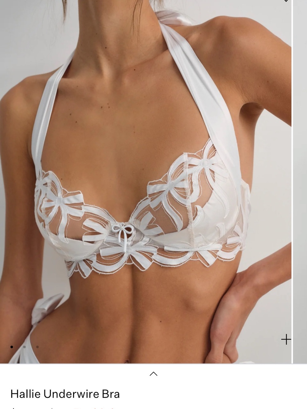 For Love & Lemons White Sheer Floral Halter Bra Size 34C